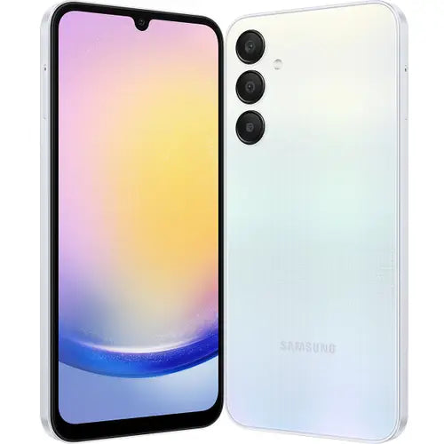 Samsung Galaxy A25 showing front and back on a white background