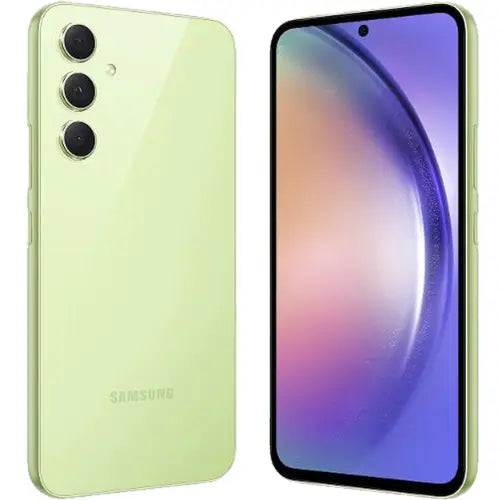 samsung galaxy a54 5g showing front and back on a white background