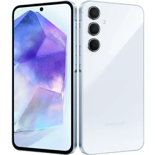 samsung galaxy a55 5g with gradient design on a white background