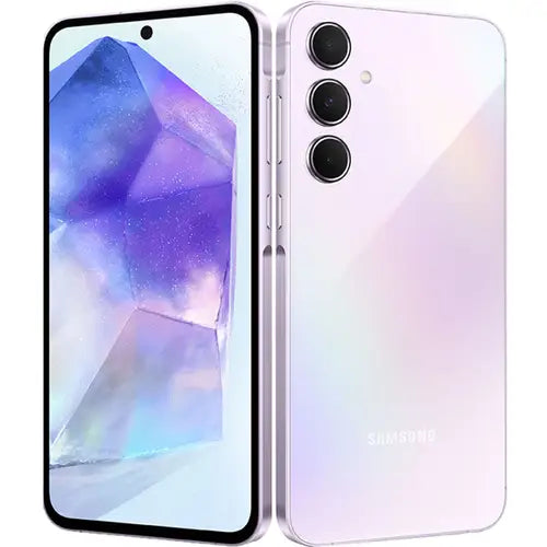 samsung galaxy a55 5g with gradient design on a white background
