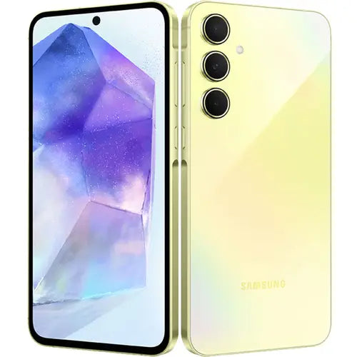 samsung galaxy a55 5g with gradient design on a white background