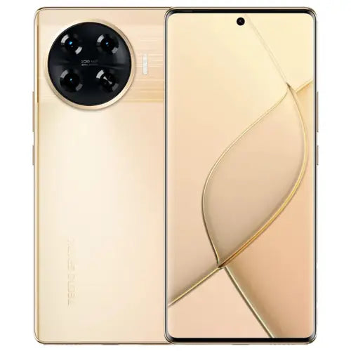 Tecno Spark 20 Pro Plus in Gold colour showing front and back on a white background