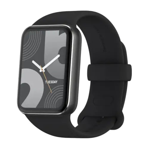Xiaomi Smart Band 9 Pro with a black strap and a black case, displaying a digital watch face.